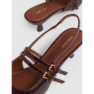 REISS Isla Leather Slingback Buckle Court Shoes
